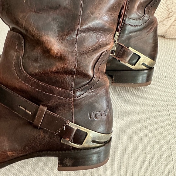 UGG Australia Women’s Channing Brown Tall Leather Riding Boot - Picture 5 of 8
